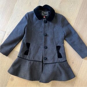 Vintage Rothschild little girls coat jacket velvet bow pocket and collar size 6